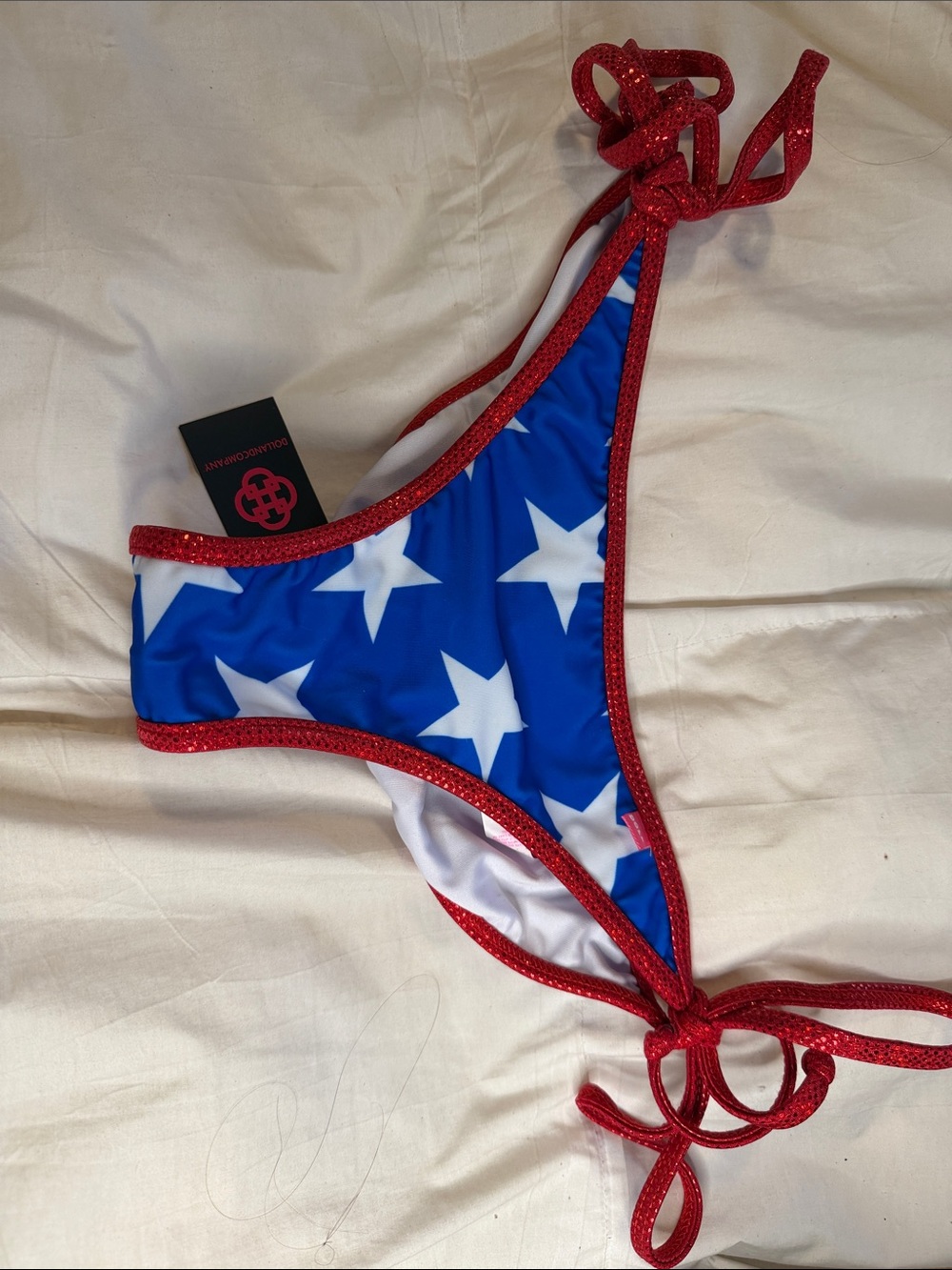 Doll and Company Patriotic Flag Scrunch Bikini Bottom – Size Small